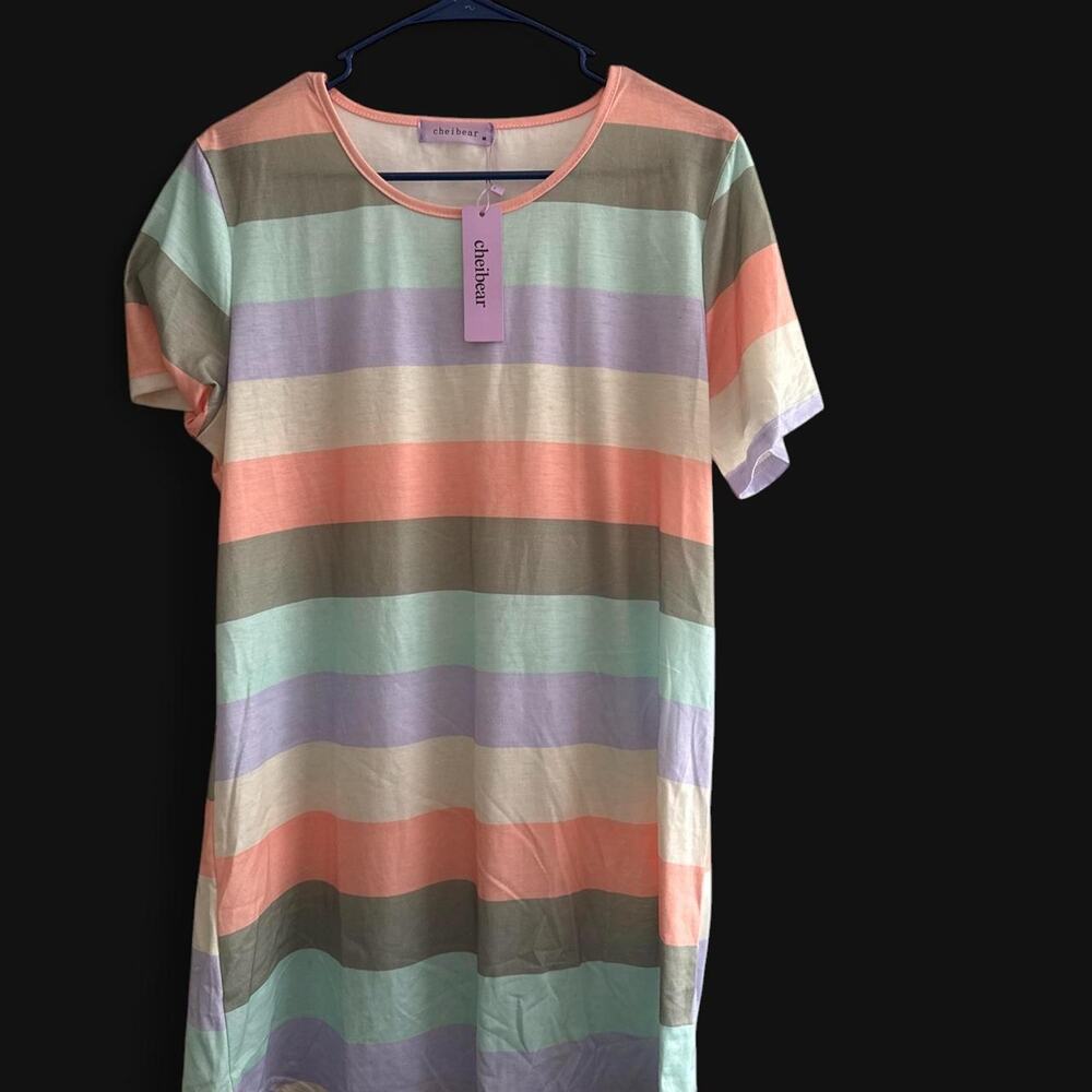 Pastel horizontal striped dress